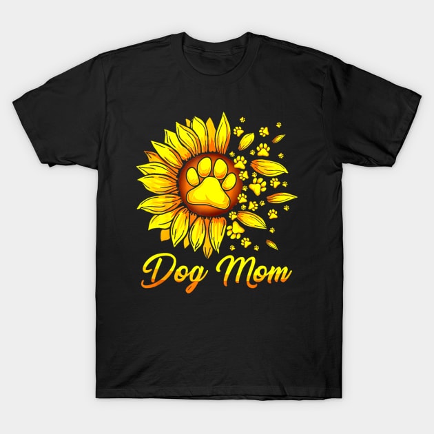 Funny Cute Dog Mom With Dog Paws Sunflower Mothers Day Girl T-Shirt by luxembourgertreatable